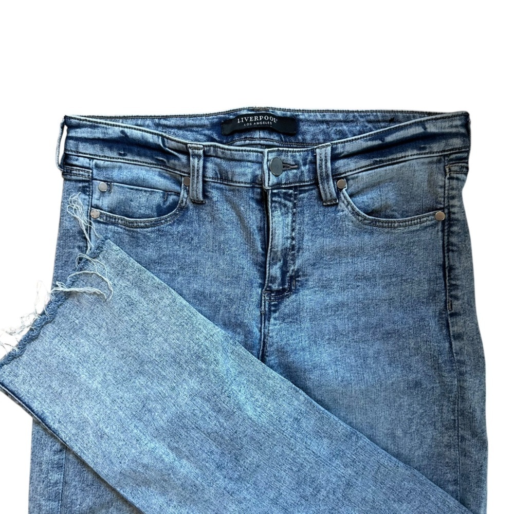 Liverpool Cropped Acid Wash Raw Hem Boyfriend Jeans Sz 8 - Picture 6 of 6